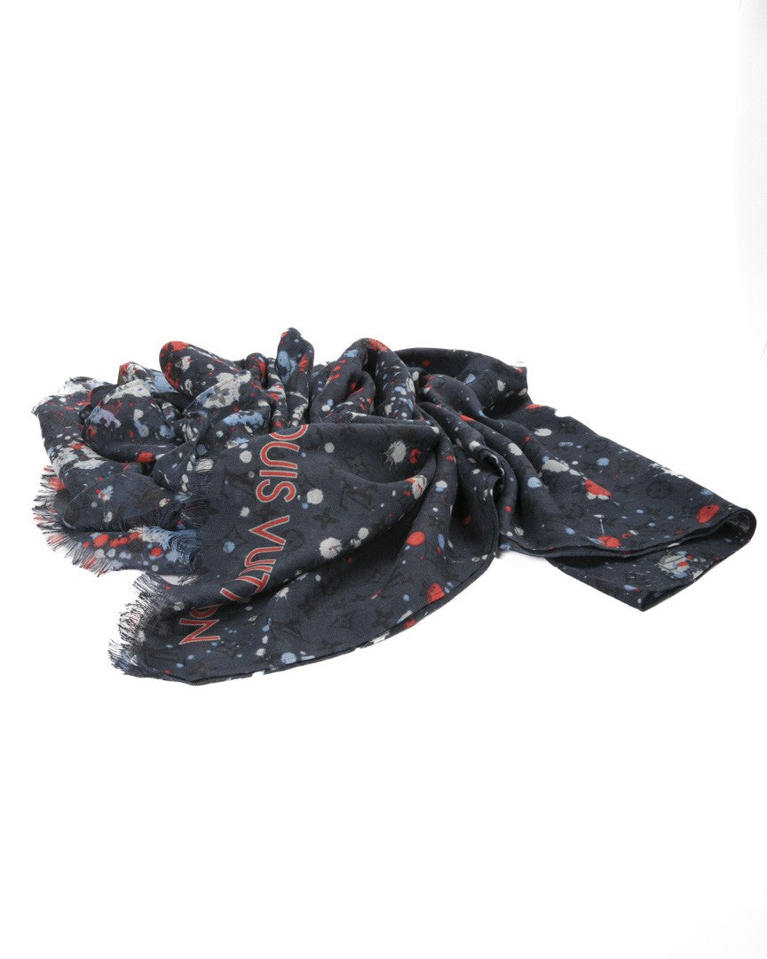 Louis Vuitton Multicolor Paint Splash Wool Silk Scarf