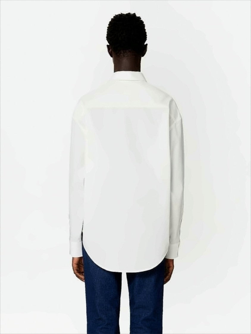 Ami Paris Relaxed-Fit White Cotton Shirt With Curved Hem