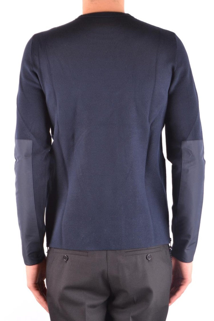 Michael Kors Ribbed Navy Sweater With Contrast Elbow Patches