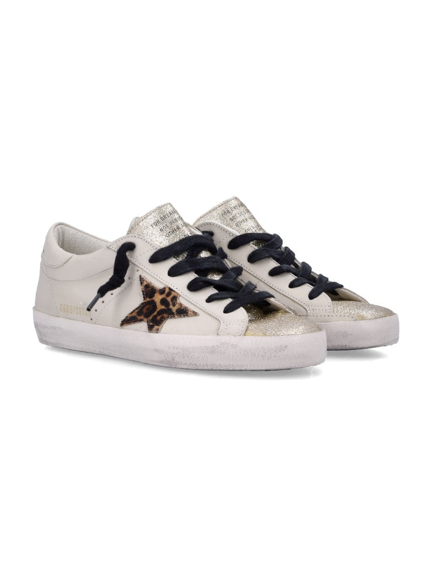 Golden Goose Distressed White Leather Low-Top Sneakers