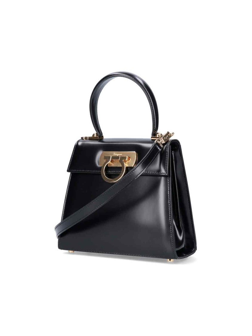 Ferragamo "Iconic S" Handbag – Black