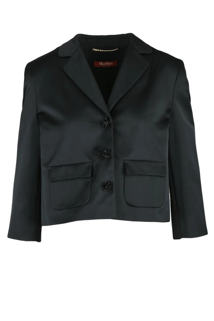Max Mara Black Polyester-Blend Jewel Blazer