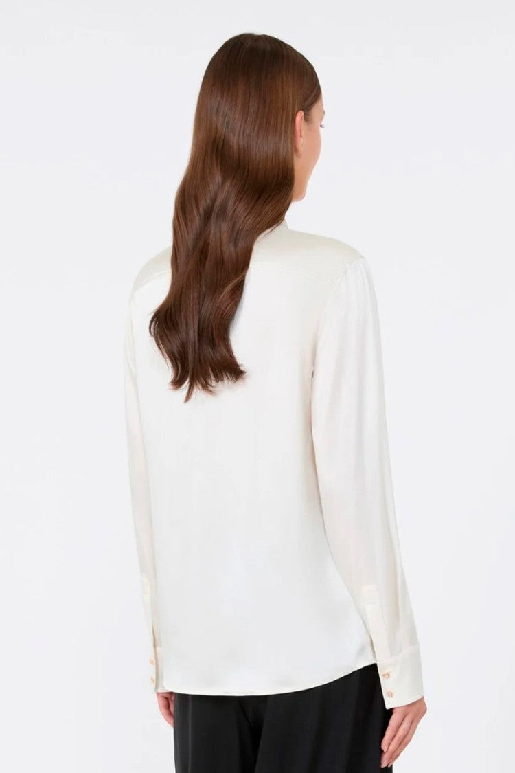 Max Mara Ivory Mstxero Satin Silk-Blend Shirt