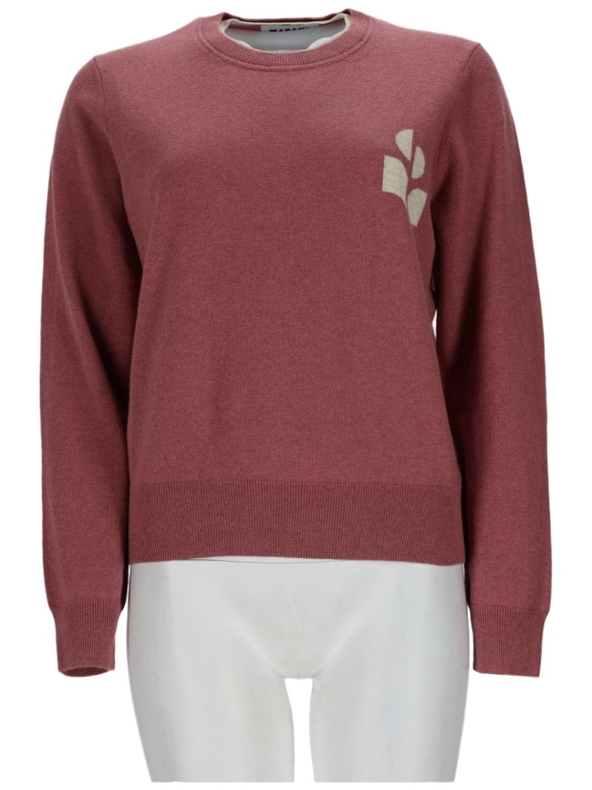 Isabel Marant Étoile Relaxed Fit Burgundy Knit Sweater With Abstract Patch Detail