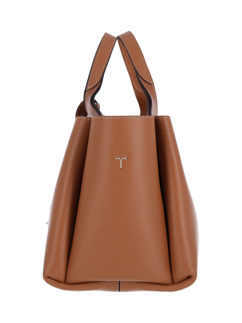 Tod's Mini Calf Leather Tote With Silver Logo Charm