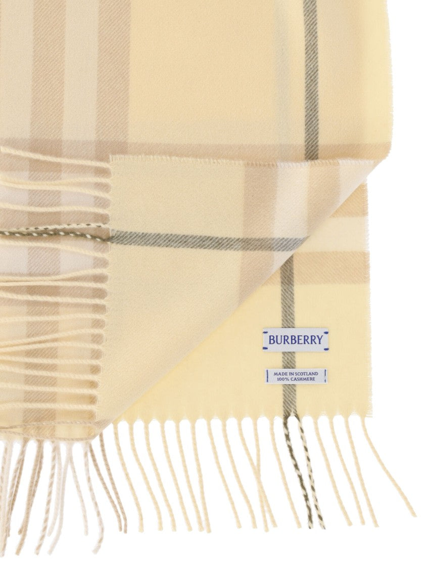 Burberry Rectangular Cashmere Scarf With Iconic Logo Intarsia
