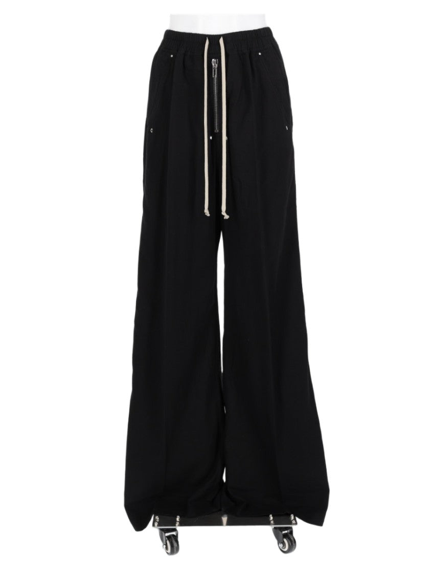 Drkshdw By Rick Owens Black Elastic Waistband Flap Pocket Wide-Leg Pants