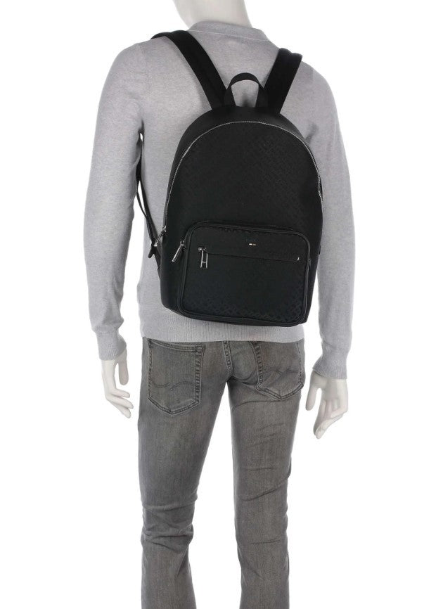 Boss Monogram Motif Backpack With Zip Closure