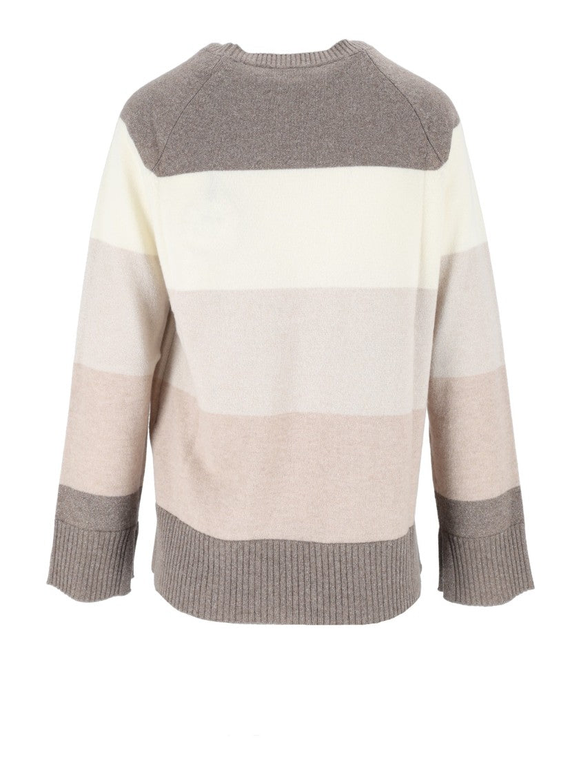 Kangra Cashmere Maxi Stripe Raglan Crewneck Knit Sweater