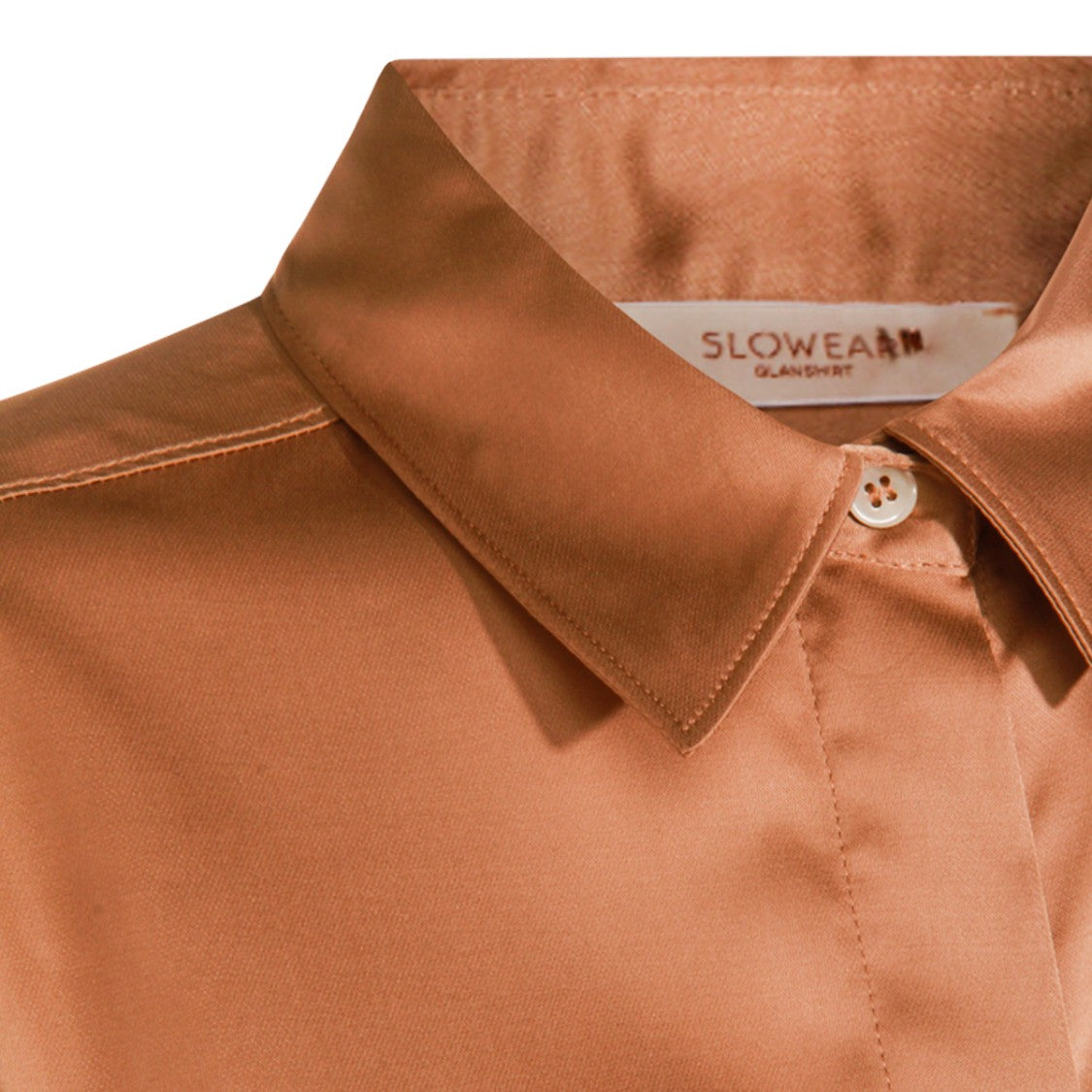 Glanshirt Satin-Finish Brown Shirt With Classic Collar