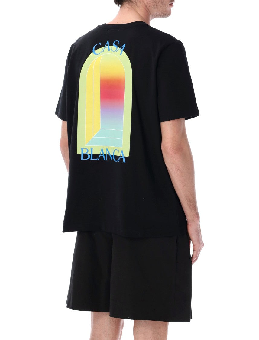 Casablanca L’Arche Printed Lime & Yellow T-Shirt In Black