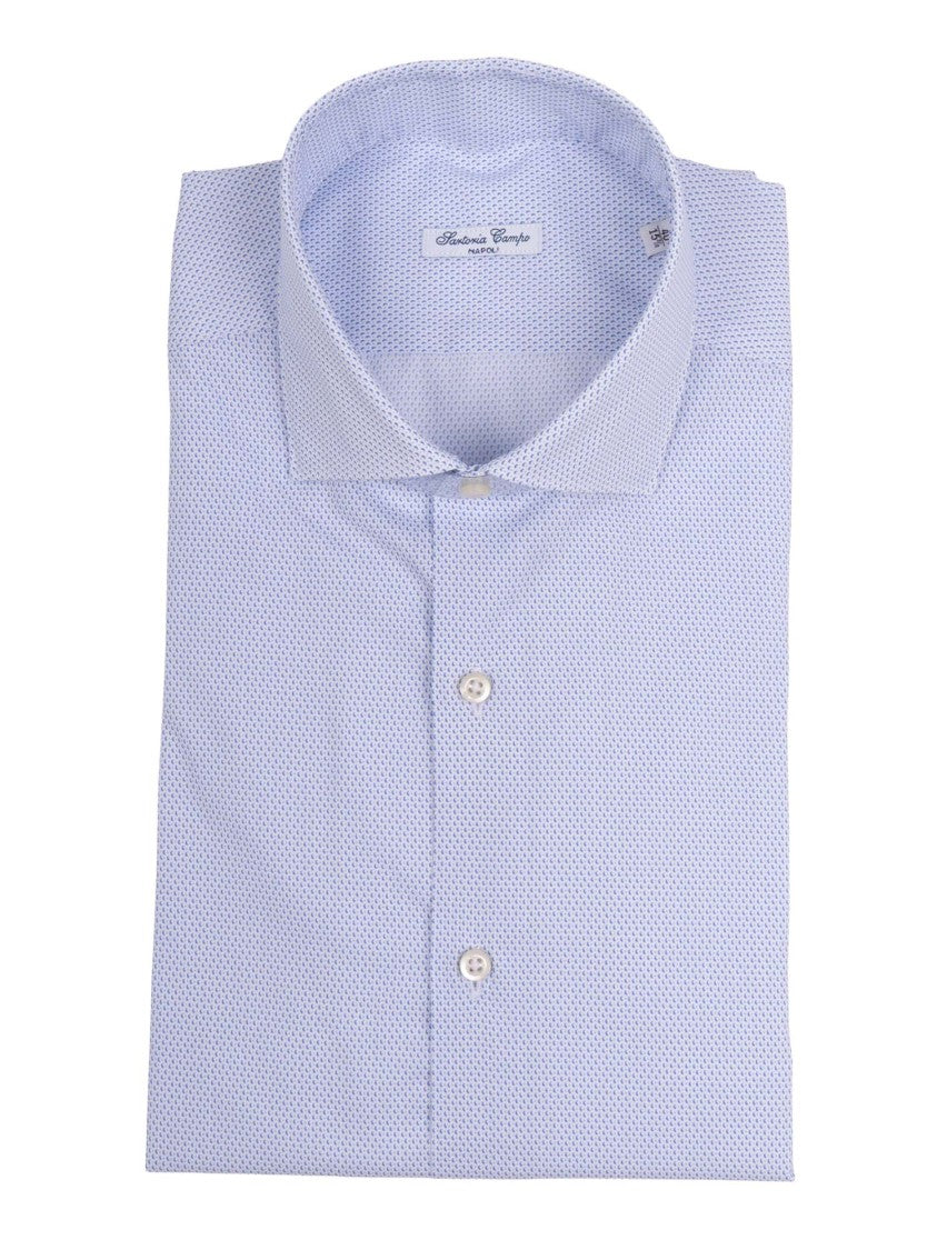 Sartoria Del Campo-Sonrisa Light Blue Micro Pattern Casual Shirt