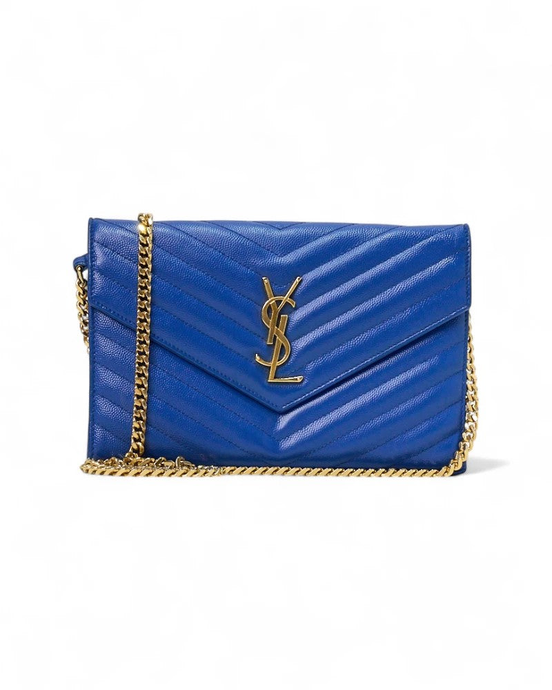 Saint Laurent Cassandre Small Granulated Electric Blue