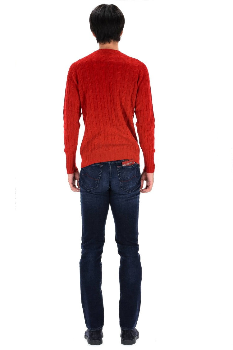 Drumohr Pure Cashmere Cable Knit Crewneck Sweater