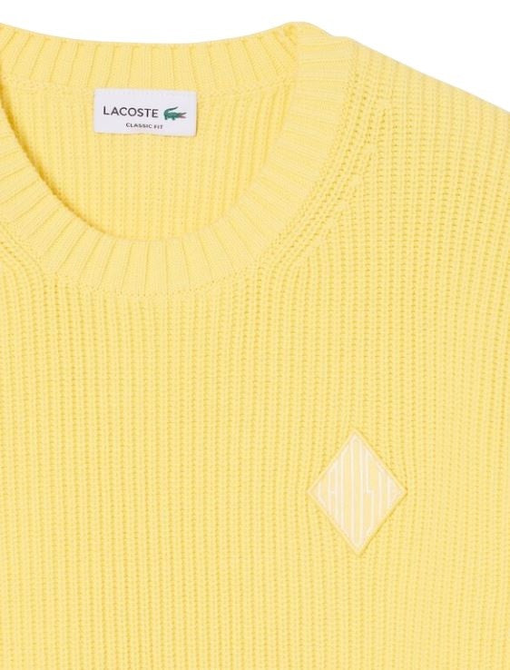 Lacoste Pearl Rib Knit Sweater With Retro Logo Crest
