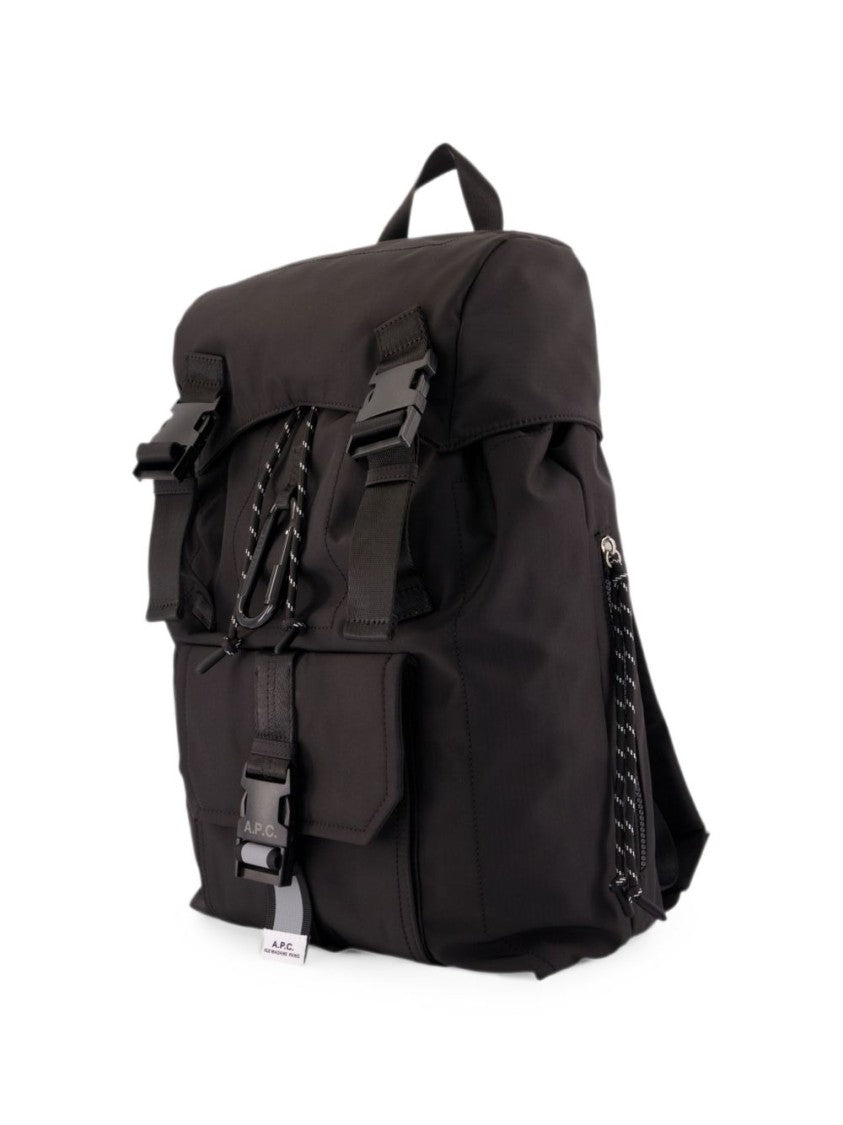 A.P.C. Compact Black Nylon Backpack With Adjustable Buckles