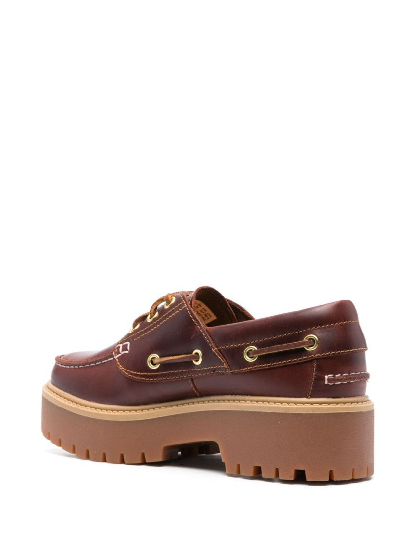 Timberland Bordeaux Leather Sandals With Boat Shoe Styling