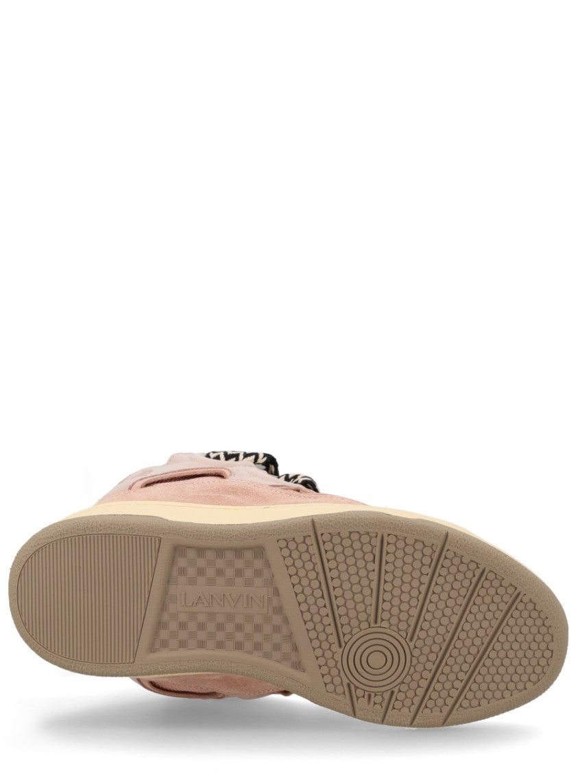 Lanvin Beige Curb Zigzag Pattern Laces Sneakers