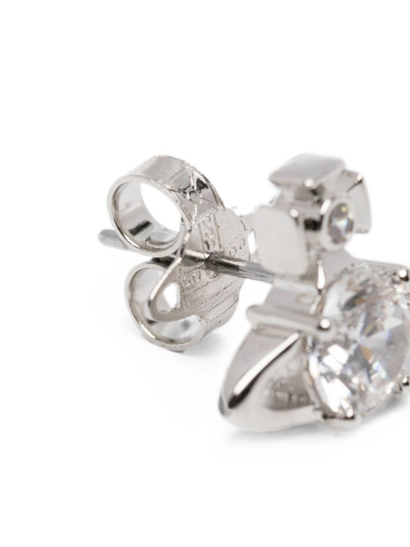 Vivienne Westwood Silver Planet-Inspired Clear Gemstones Earrings