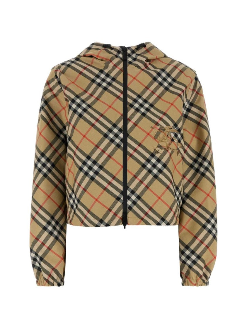 Burberry Cropped Check Pattern Jacket With Hood