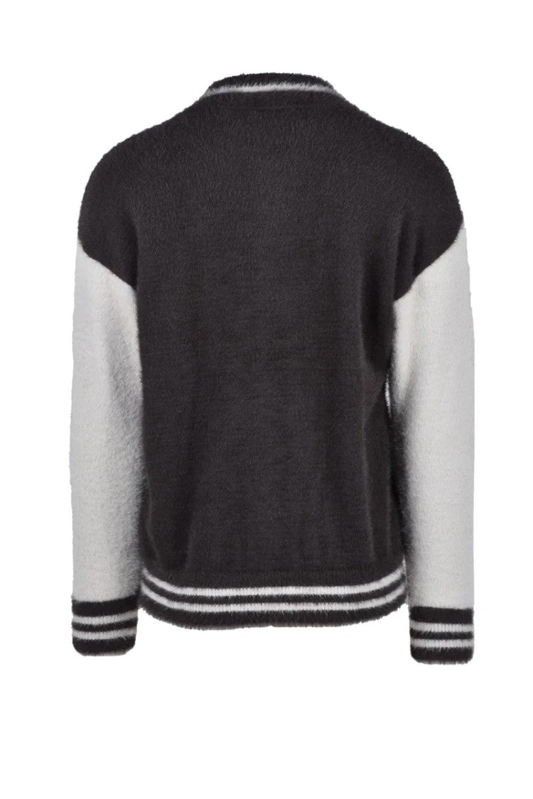 Yes London Textured Varsity-Style Knitted Jacket