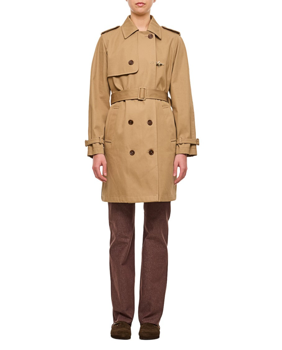 Fay Double-Breasted Trench Coat With Adjustable Straps