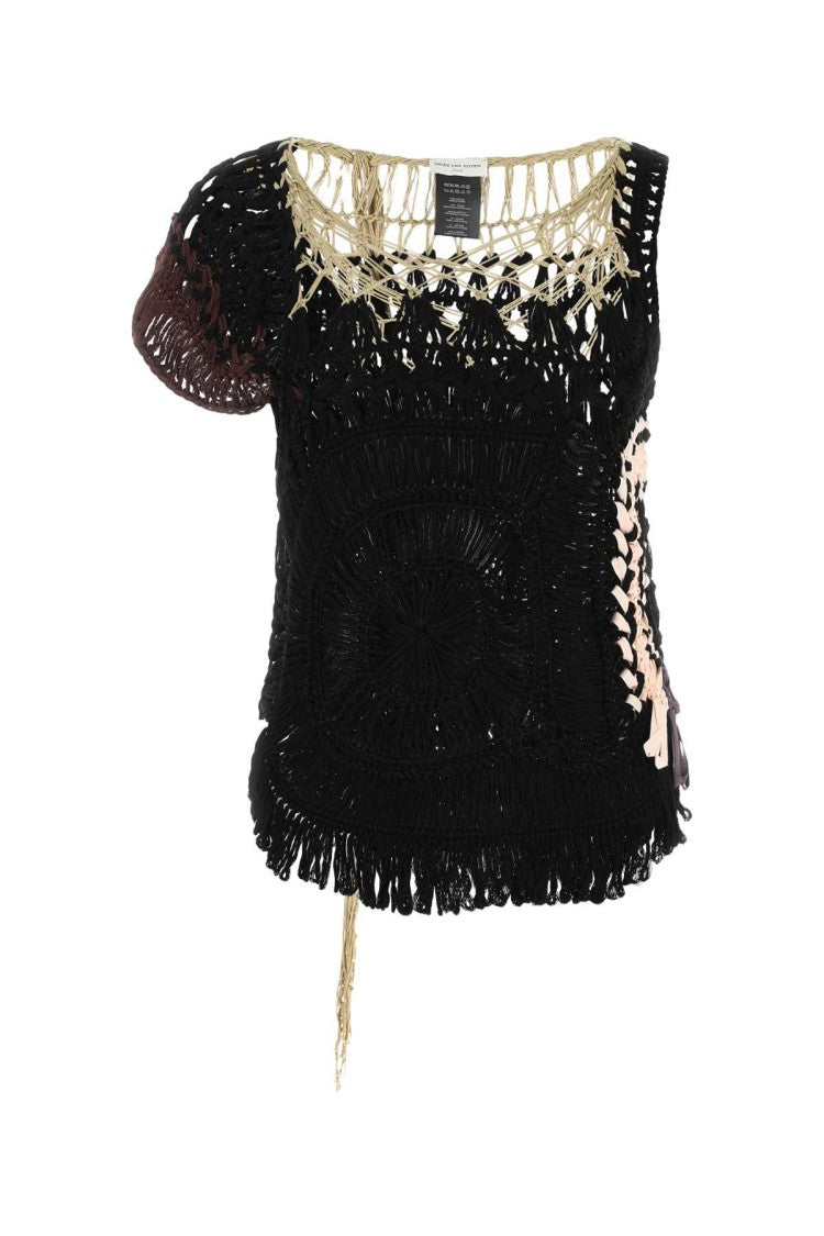 Dries Van Noten Black Crochet Top