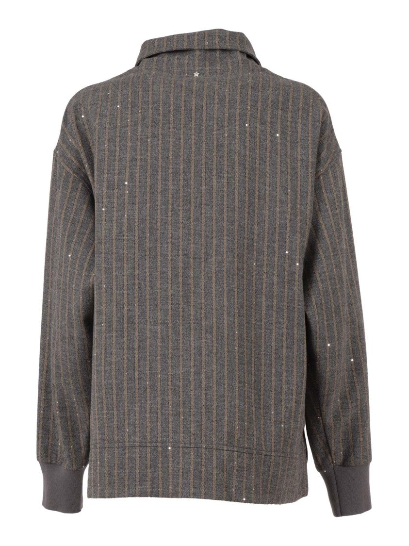 Lorena Antoniazzi High Collar Zip Sweatshirt With Textured Finish