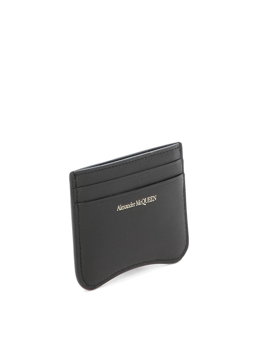 Alexander Mcqueen Black Leather Wallet With Design