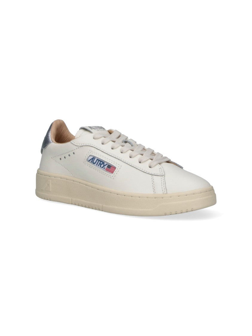 Autry Low-Top Off-White Leather Sneakers With Metallic Accents