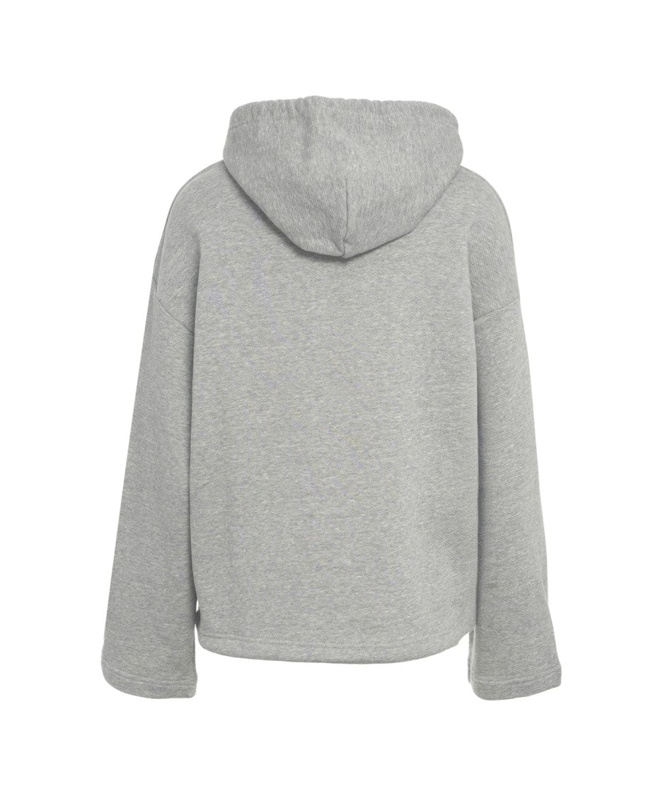 Closed Oversized Grey Hoodie With Discreet Logo