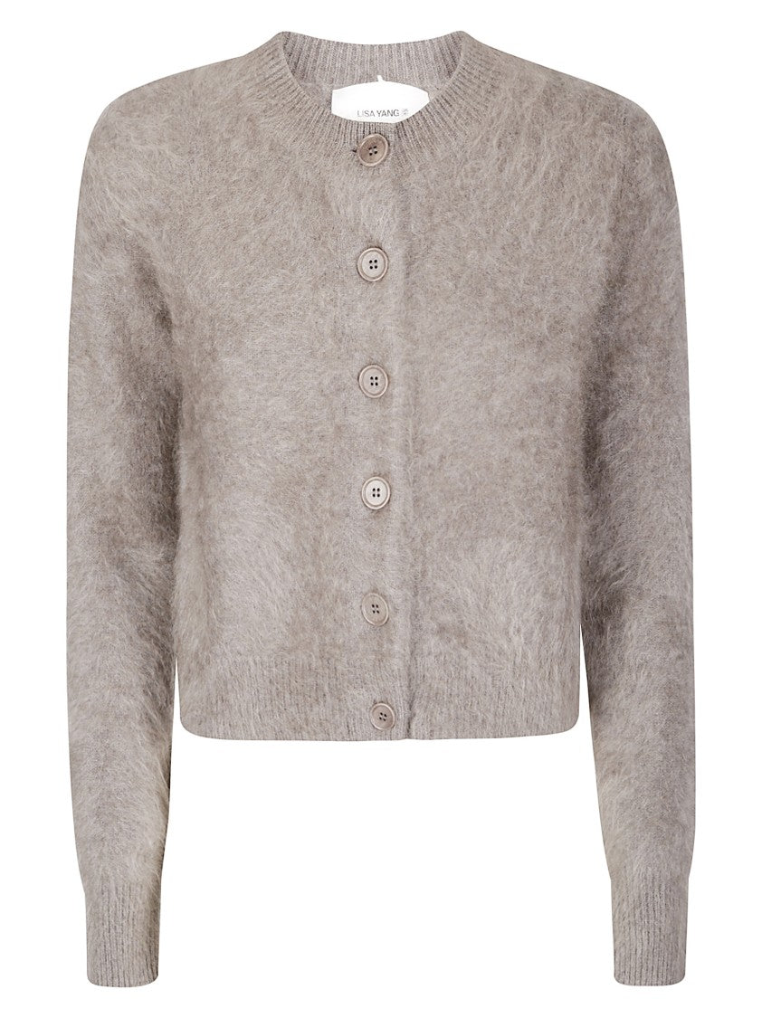 Lisa Yang Cropped Cashmere Cardigan With Contrasting Neckline And Button Closure