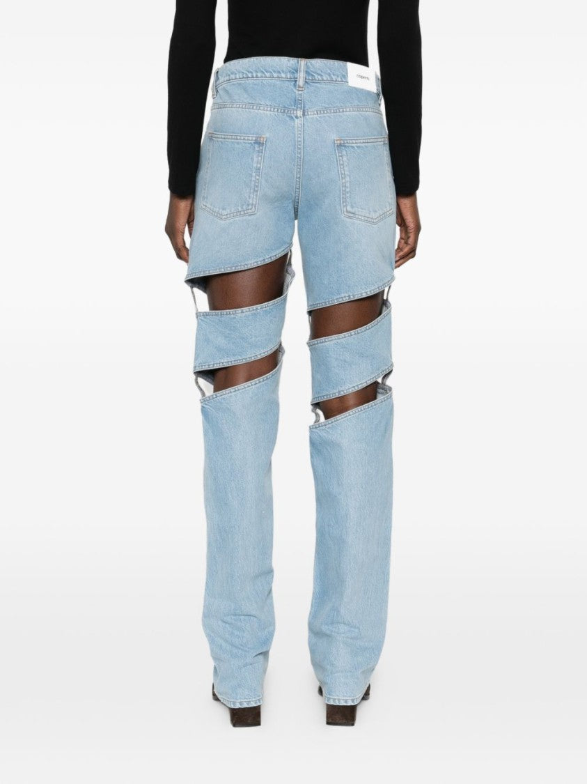 Coperni Light Blue Cut-Out Denim Jeans With Five-Pocket Design