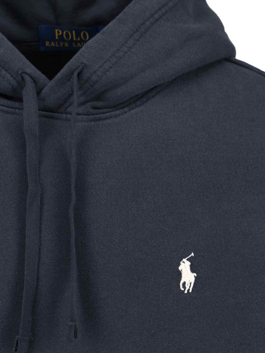 Polo Ralph Lauren Blue Cotton Hoodie With Embroidered Logo And Drawstring Hood