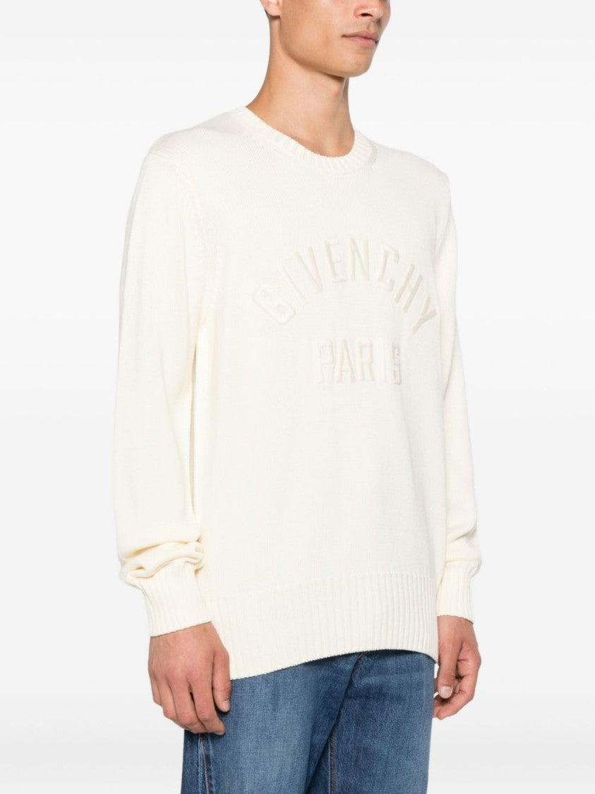 Givenchy Relaxed Fit Beige Sweater With Embossed Logo