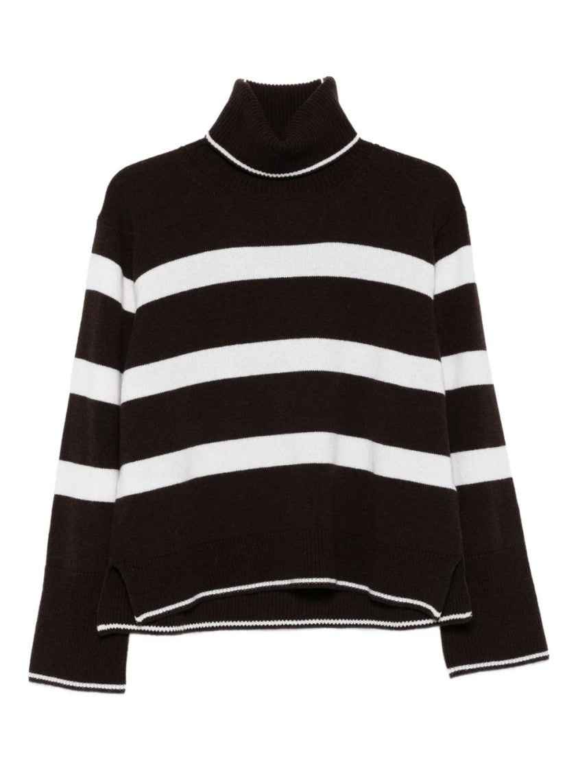 Seventy Sergio Tegon High-Neck Cropped Boxy Sweater With Contrasting Stripes
