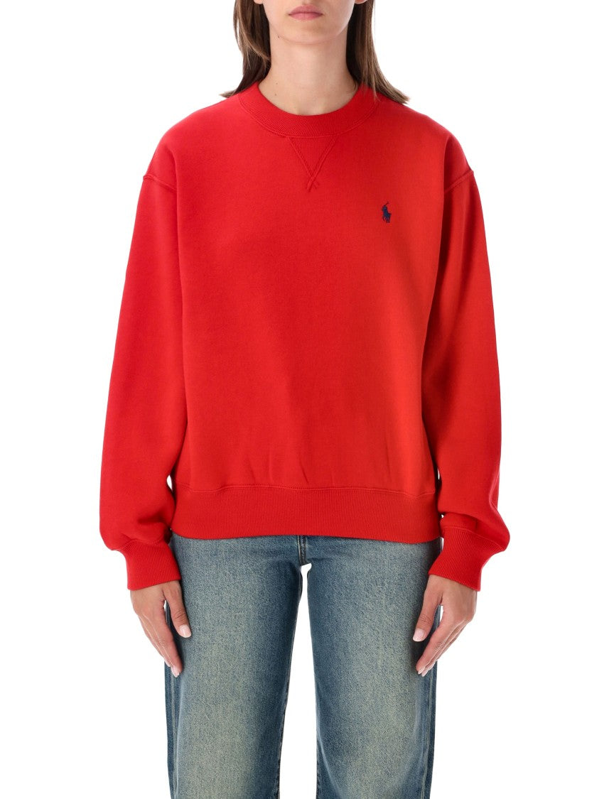 Polo Ralph Lauren Ribbed Crewneck Sweatshirt With Embroidered Logo