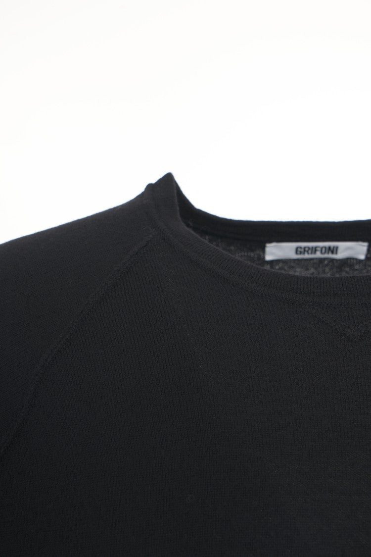 Grifoni Classic Black Cotton Knitwear Sweater
