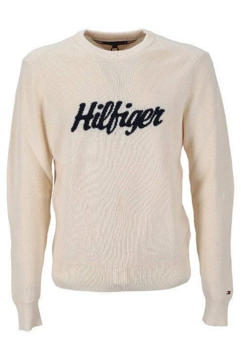Tommy Hilfiger Crewneck Cotton Sweater With Bold Logo Graphic