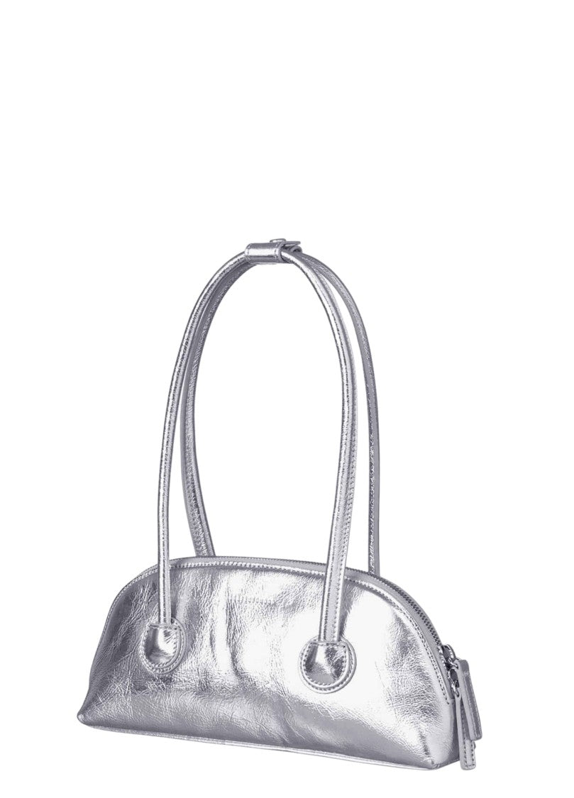 Margesherwood Silver Bessette Shoulder Crinkle Leather Shoulder Bag