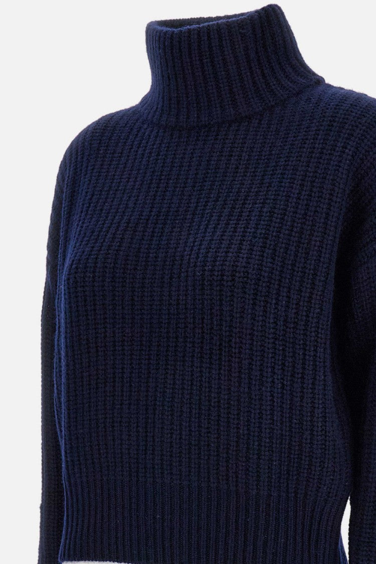 Lisa Yang Ribbed Knit Wool Sweater With High Neckline