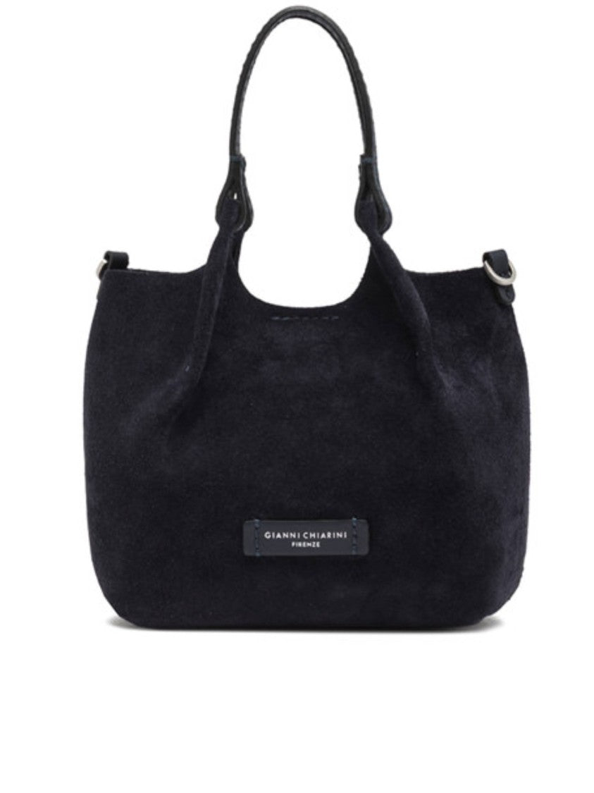 Gianni Chiarini Soft Black Suede Shoulder Bag With Silver Hardware