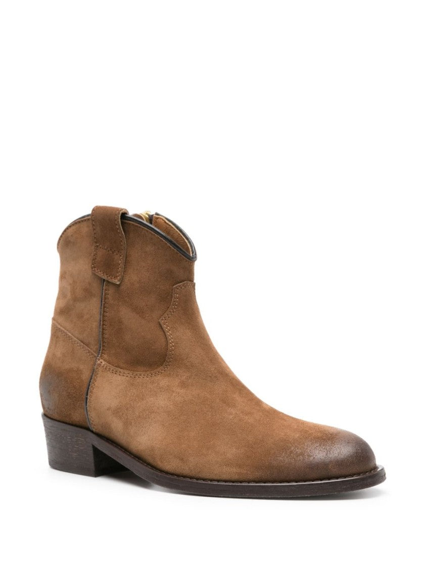 Via Roma 15 Camel Brown Calf Suede Ankle Boots