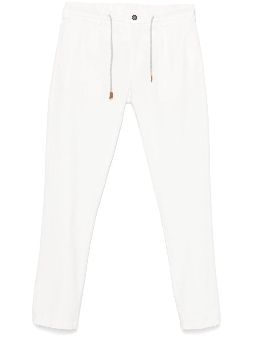 Eleventy White Relaxed Fit Minimalist Drawstring Pants
