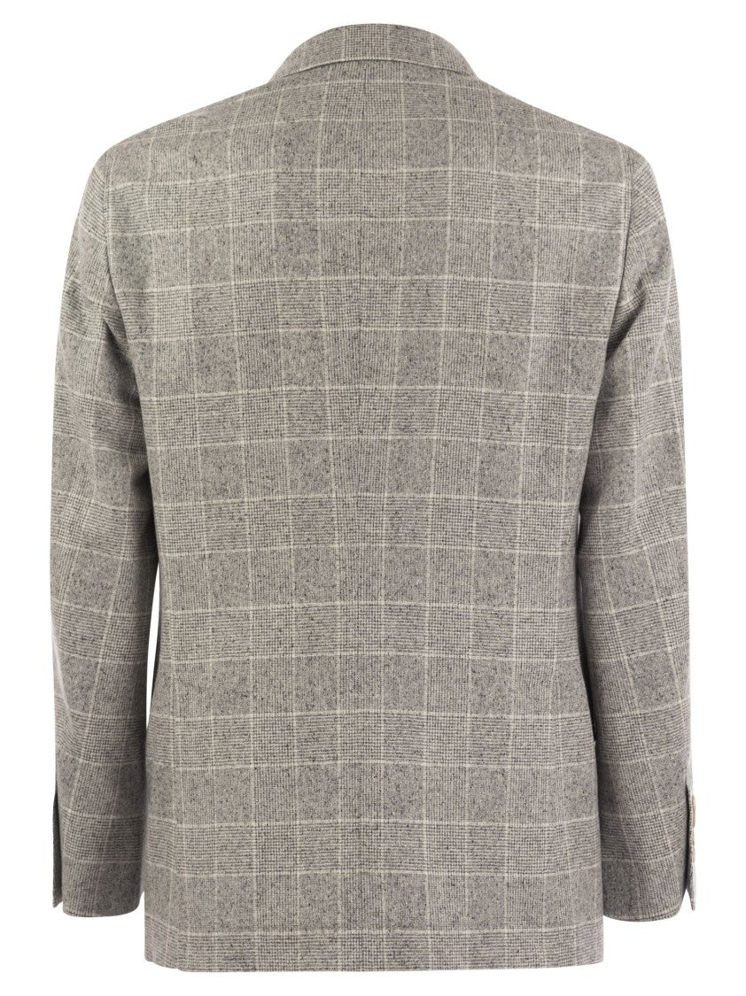 Brunello Cucinelli One-And-A-Half-Breasted Deconstructed Jacket In Prince Of Wales