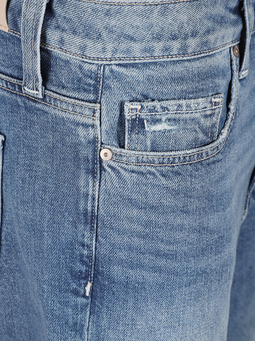 Paige Mid-Rise Denim Jeans With Slightly Flared Leg