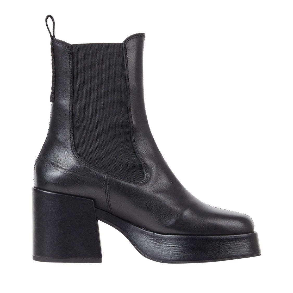 Tommy Jeans Black Sleek Chunky Block Heel Leather Chelsea Boots