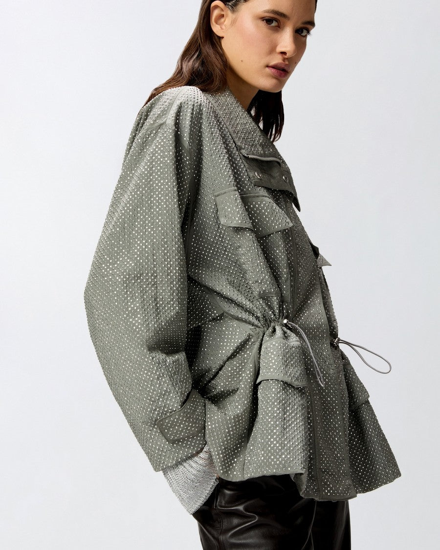 Pinko Grey High Collar Perforated Jacket