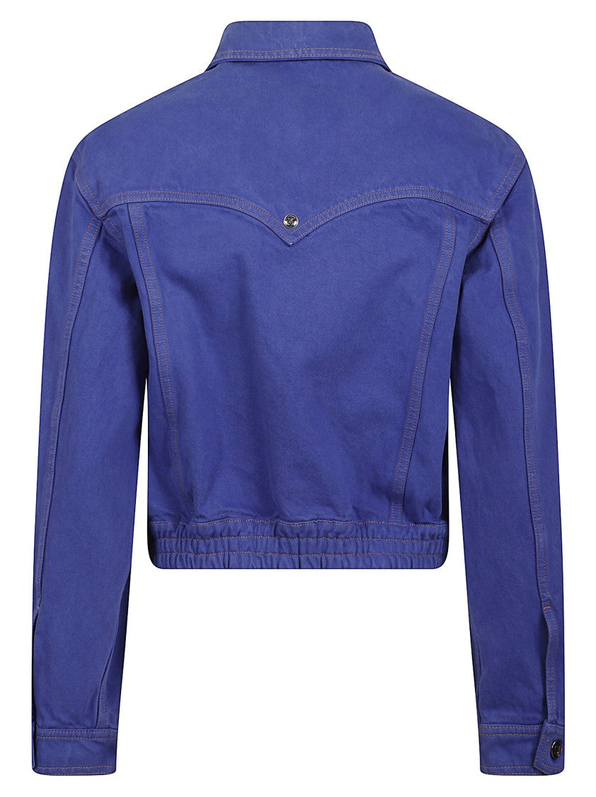 Versace Cropped Structured Jacket With Classic Collar And Flap Pockets