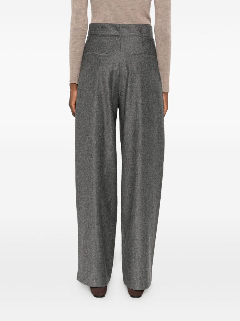 Soeur Tailored Gray Trousers With Wide-Leg Silhouette